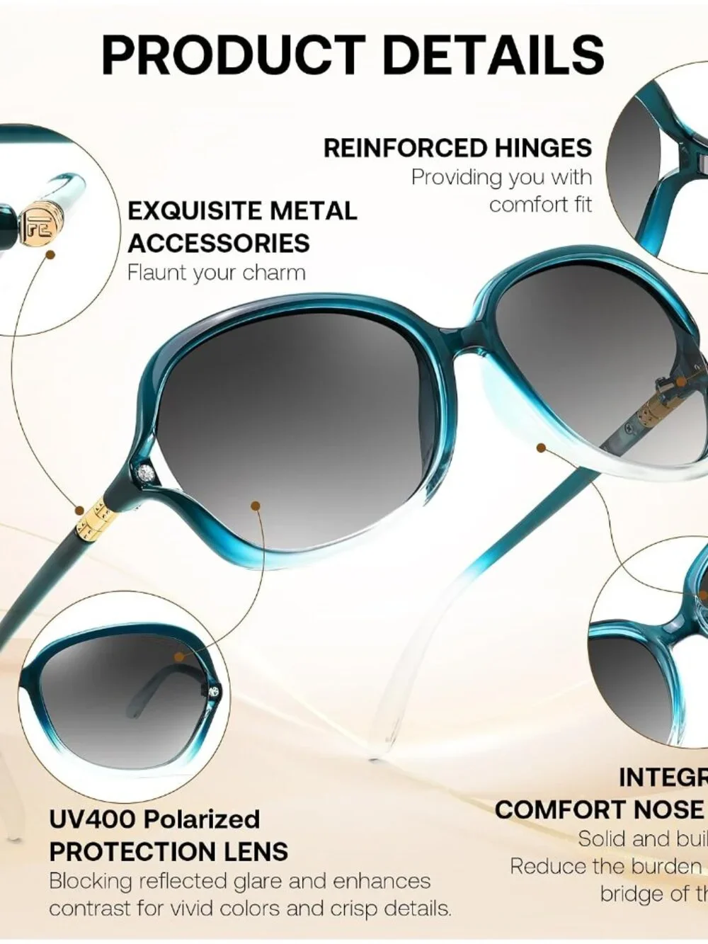 Fashion Women's Polarized Sunglasses with UV400 Protection - Butterfly Style